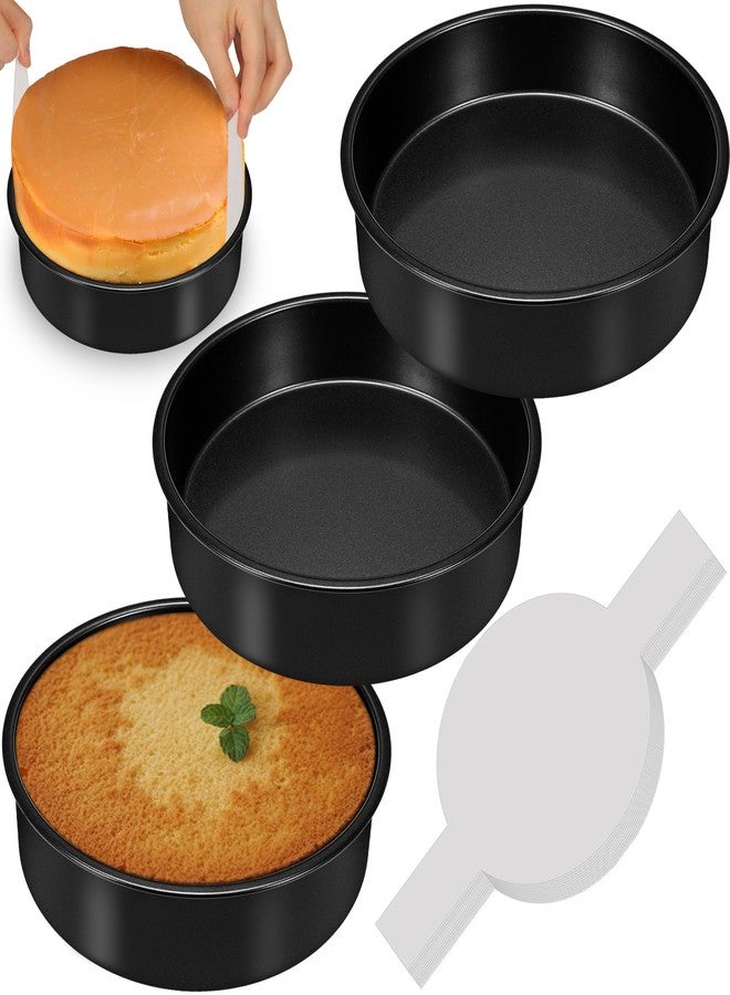 AWTBDP 6 Inch Cake Pans Set of 3, Smash Cake Pans with 100PCS Parchment Paper for Layer Cakes, No-Stick Round Cake Pan Sets for Baking, Durable Baking Pan Set for Christmas Birthday, Dishwasher Safe - Image 1