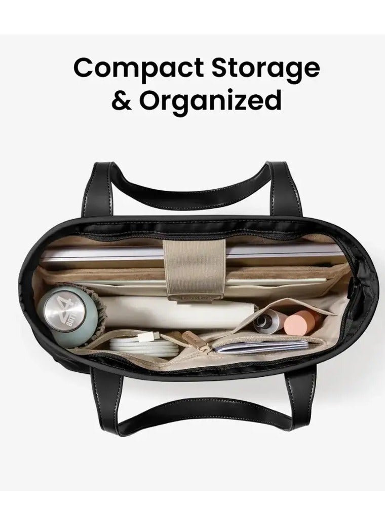 Tomtoc Versatile-T23 16-Inch Laptop Tote Bag for Women & Men – 12.5L Eco-Friendly Water-Resistant Black Shoulder Bag with Padded Compartment for MacBook, Travel, Work, Office - Image 5