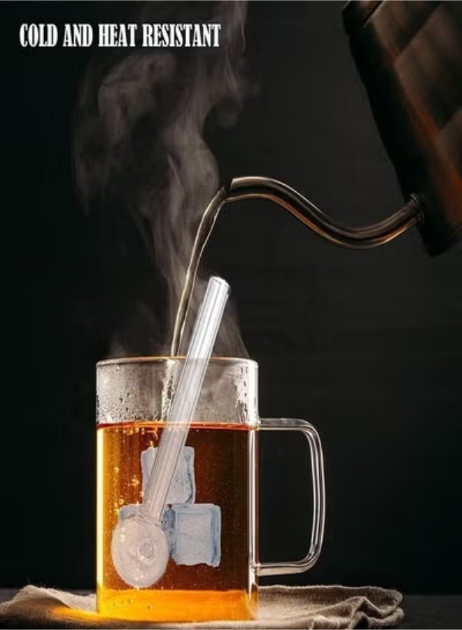 شفاطة شرب زجاجية شفافة قابلة لإعادة الاستخدام 2 قطعة - Image 1