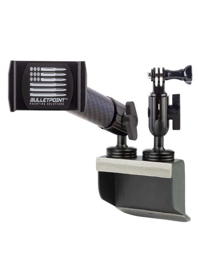 Bulletpoint Metal Dash Mount Cell Phone Holder & Action Camera Mount Compatible with 2011-2018 Jeep Wrangler JK (Dual 20mm Ball Base) - Image 1