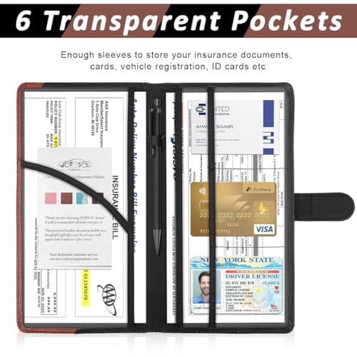 STHIRA® Car Document Holder with Secure Closure, Durable Auto Truck Document Bag with Multi Compartment Card Slots Bifold PU Leather Car Registration And Insurance Holder For Glove Box, License, Cards - Image 4