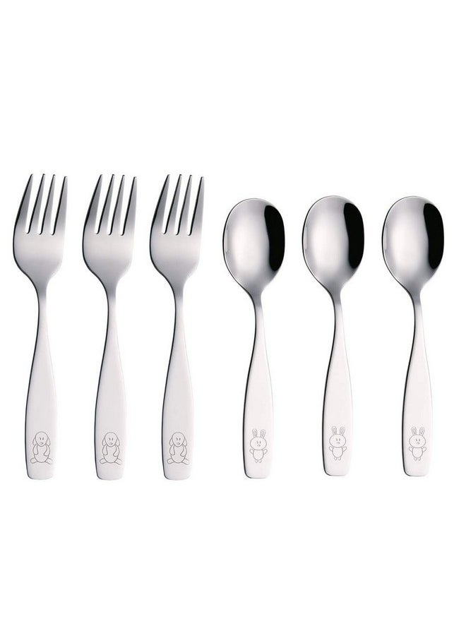 Annova Kids Silverware 6 Pieces Children'S Safe Flatware Set Stainless Steel 3 X Forks 3 X Children Dinner Spoons Toddler Utensils Metal Cutlery Set For Lunchbox (Engraved Dog Bunny) - pzsku/Z2E10EB34DED5642818AFZ/45/_/1720692803/e5bb5daf-7203-401e-ad5d-e54b148705e5