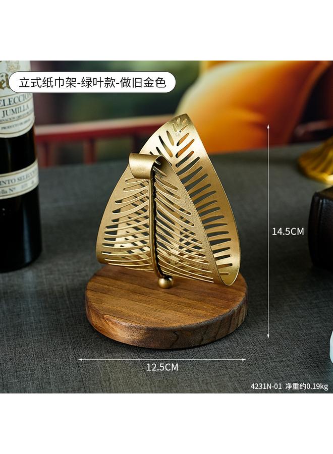 Bluejw Light Luxury Metal Tissue Holder Household Creative Leaf Shape Tissue Holder Hotel Homestay Restaurant High-end Napkin Holder  - Image 1