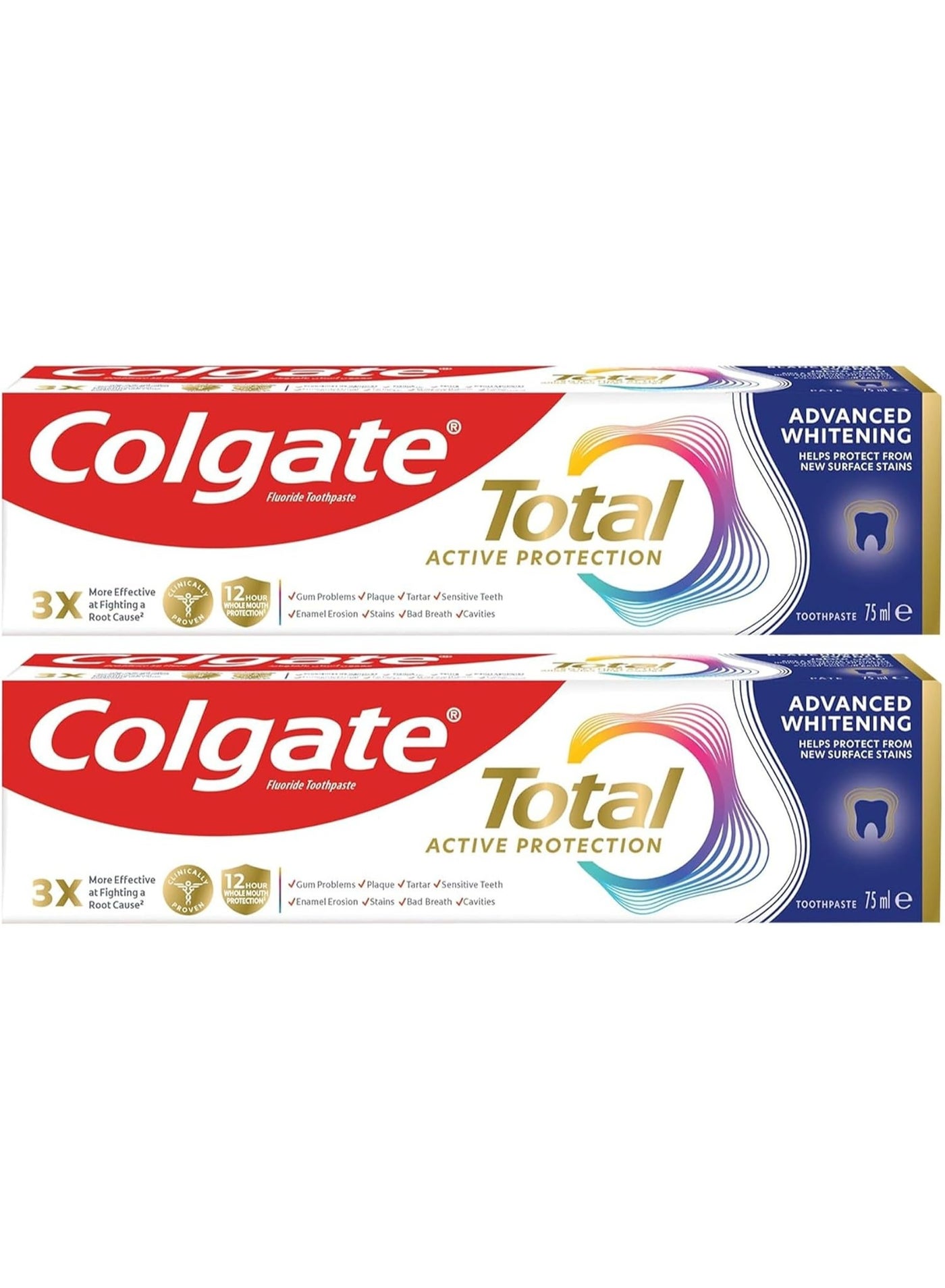 COLGATE TOTAL ACTIVE PROTECTION ADVANCE WHITENING 75 ML x 2 PC PACK