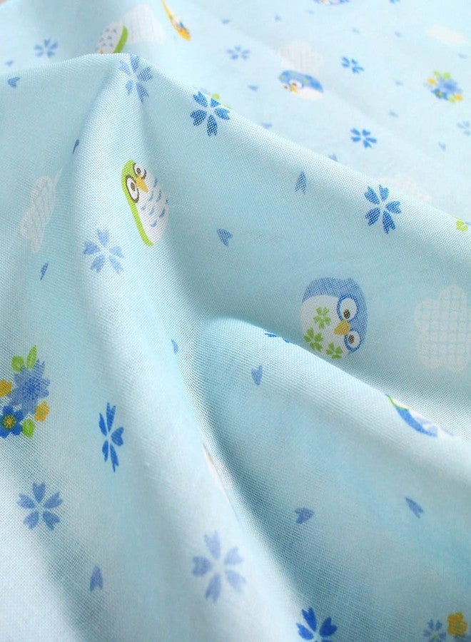MIKURA Double Gauze Tenugui, Japanese Towel, Ohadani yasashii Gauze tenugui, Sakura-Fukurou,Owl in The Cherry Blossoms (Blue) - Image 3