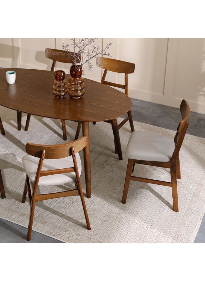 Acton 1+6 Solidwood Dining Set- Walnut Beige
