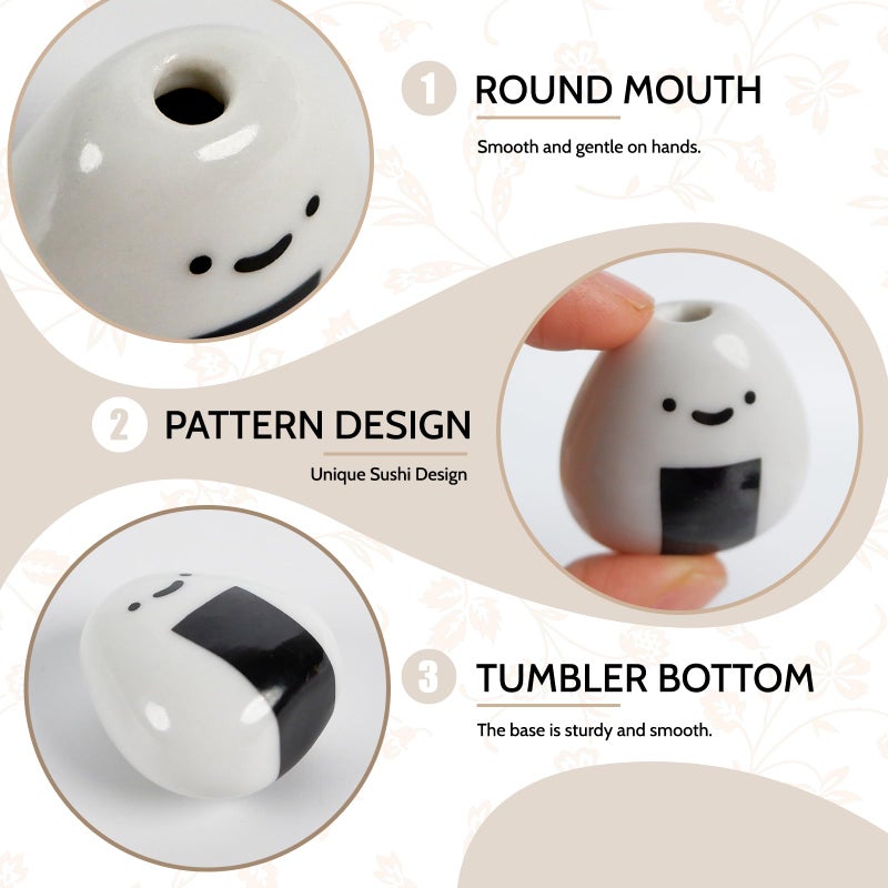 Tnstbiee 5 PCS Mini Onigiri Flower Vase Set - Cute Japanese Handmade Bud Vases Bulk for Dried Flowers, Small Centerpiece Vase for Coffee Table Living Room Home Decor, Unique Japandi Tiny Ceramic Vases - Image 4