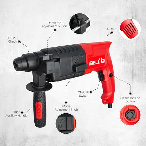 IBELL TOOLS IBELL RH20-23 Rotary Hammer Drill 500W | Copper Armature | SDS Plus 20mm Chuck | 850 RPM | 3900 BPM Impact Rate | 1.5J Impact Energy | Forward & Reverse | Heavy Duty Concrete Drill | 6 Months Warranty - Image 2