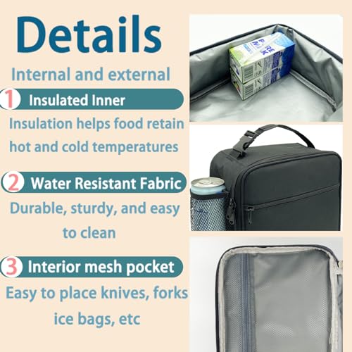 Kulle Kids Lunch Box,Insulated Lunch Box for Boys and Girls,Freezable Lunchbox, Lunch Bag kids Reusable Lunch Boxes for School,Work,Outdoor(Black) - Image 5