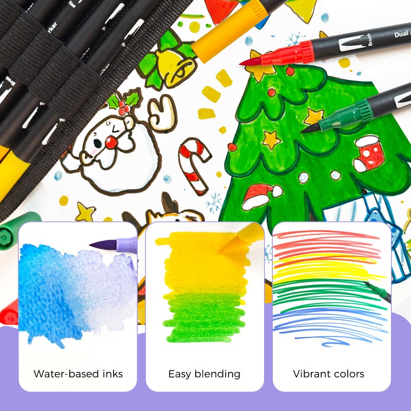 Artecho 120 Colors Markers for Adult Coloring Books, Dual Tip Markers for School, Fine and Brush Tip for Adults Coloring Books, Calligraphy, Drawing, Sketching - Image 4