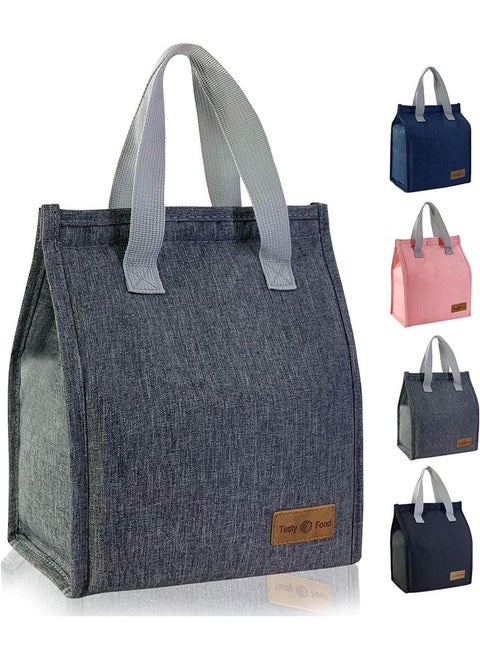 Insulated Lunch Bag - Reusable Suitable for Office Work Off-Campus Etc Oxford Grey 25.4x22.86x12.7 cm