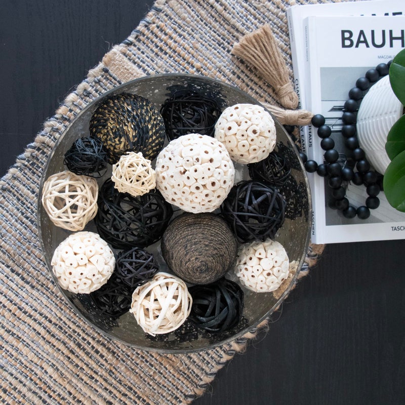 ANDALUCA Decorative Balls Bag Bowl Filler Home Decor (Black & White) - Image 5