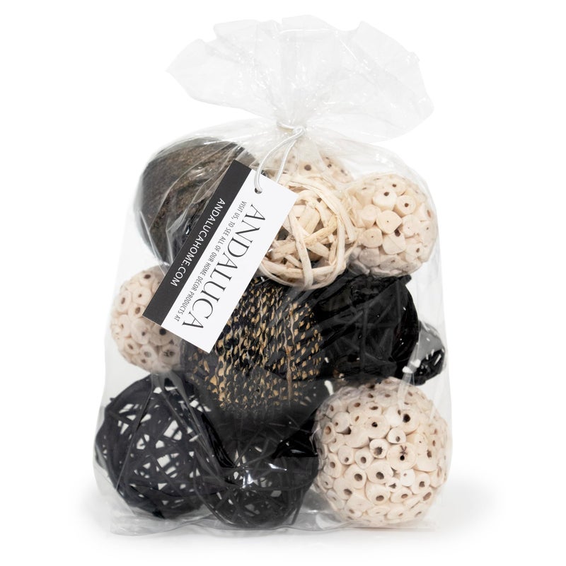 ANDALUCA Decorative Balls Bag Bowl Filler Home Decor (Black & White) - Image 1