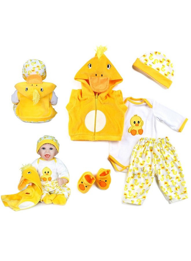 Pedolltree Reborn Baby Dolls Clothes 18 Inch Outfit Accessories Yellow Duck 5Pcs Set For 1719 Inch Reborn Doll Newborn Girl&Boy - Image 1