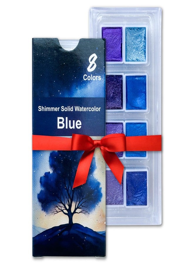 The Crafthives Shimmer Watercolor Set Blue and Purple Magic 8 Metallic Pearlescent Solid Colors for Painting Calligraphy Journaling Illustration DIY Crafts Artists and Kids - Image 2