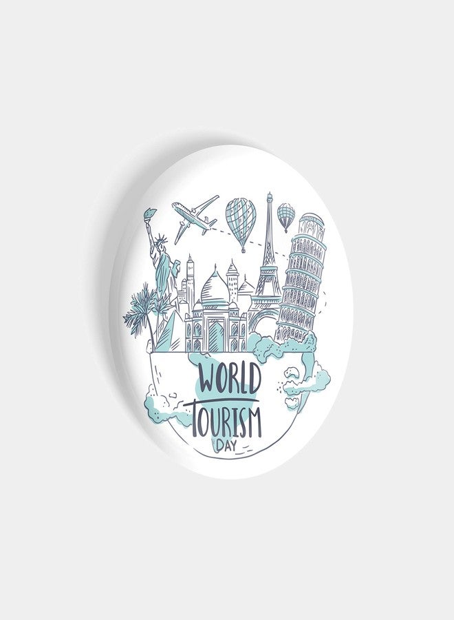 dhcrafts Pin Badges White World Tourism Day D2 Glossy Finish Design Pack of 1 - Image 3
