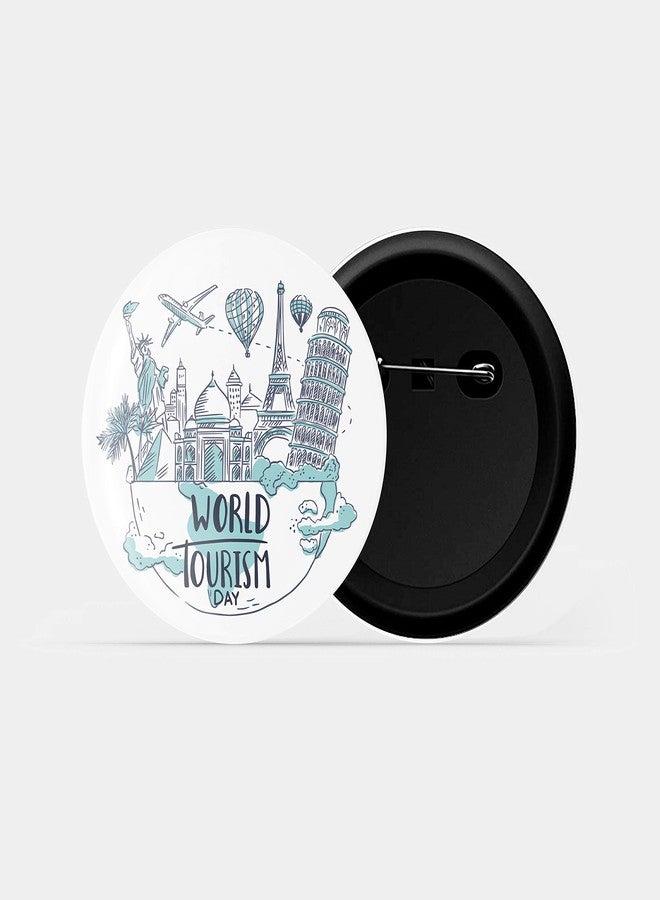 dhcrafts Pin Badges White World Tourism Day D2 Glossy Finish Design Pack of 1 - Image 2
