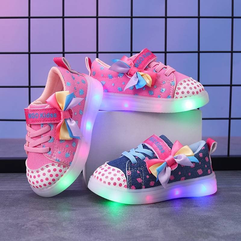 Luminous Shoes Arrival Big Butterfly Beautiful Lantern Shoes Board Shoes Soft Sole Girl Princess Canvas Shoes - Image 2
