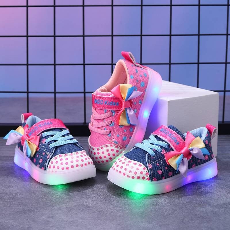 Luminous Shoes Arrival Big Butterfly Beautiful Lantern Shoes Board Shoes Soft Sole Girl Princess Canvas Shoes - Image 3
