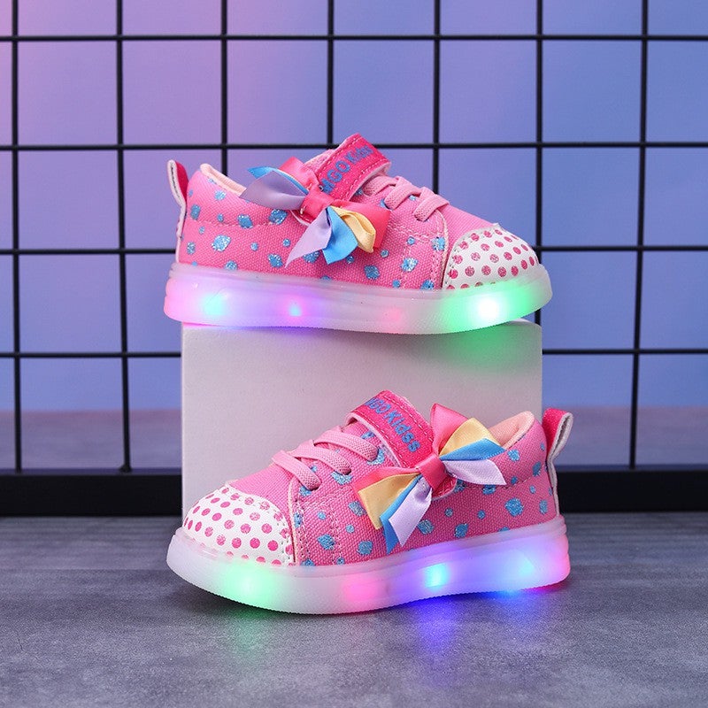 Luminous Shoes Arrival Big Butterfly Beautiful Lantern Shoes Board Shoes Soft Sole Girl Princess Canvas Shoes - Image 1