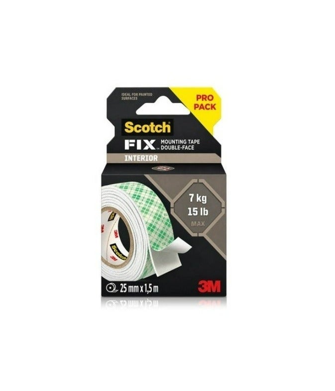 Scotch  3M Scotch Fix Double Side Mounting Tape 7kg (25mmx1.5m) - Image 1