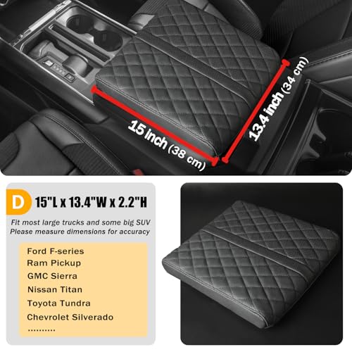 POKSRI Truck Center Console Cover/pad Genuine Leather,Universal large Armrest mat, Adjust driving posture Cushion,Real cowhide,keep driving safety,f150 sierra titan silverdo tundra - Image 3