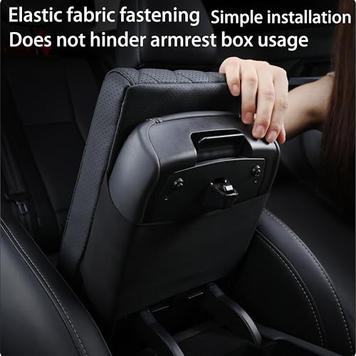 POKSRI Truck Center Console Cover/pad Genuine Leather,Universal large Armrest mat, Adjust driving posture Cushion,Real cowhide,keep driving safety,f150 sierra titan silverdo tundra - Image 5