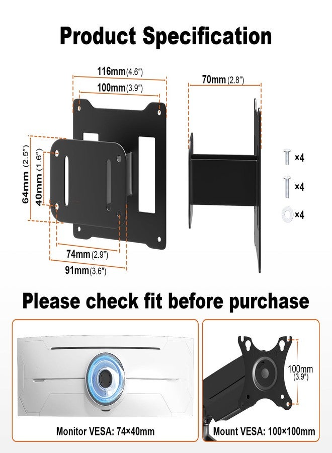 PUTORSEN حامل لوحة محول VESA من PUTORSEN - متوافق مع شاشات Samsung Odyssey G9 وNeo G9 وCRG9 وCHG9 وCHG90، VESA 100x100، أسود - Image 4