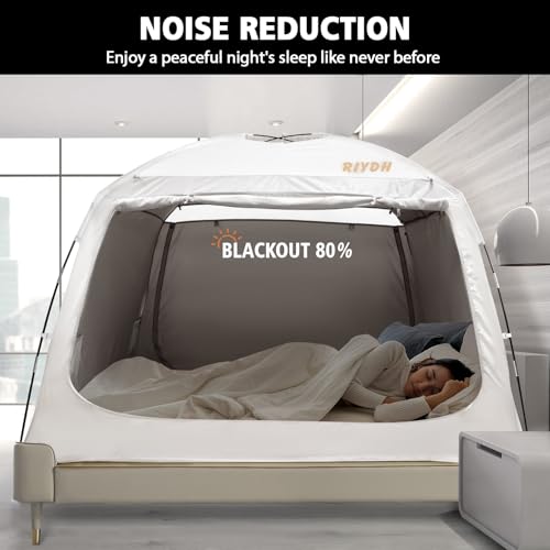 RIYDH Bed Tent Bed Canopy Breathable 100% for Adult and Kids- Original Design Light Reduction 93% Sleeping Dream Tents Indoor Portable Big Space with String Light 3 Doors Twin Full Queen King Size - Image 2