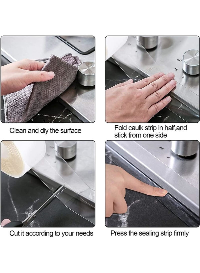 Cobest Self Adhesive Sealing Tape, Transparent Caulk Tape with Silicone Removal Scraper, Waterproof MildewProof Wall Sealant Tape for Bathroom, Kitchen and Toilet, 38 mm X 3.2 M, Single fold - Image 4