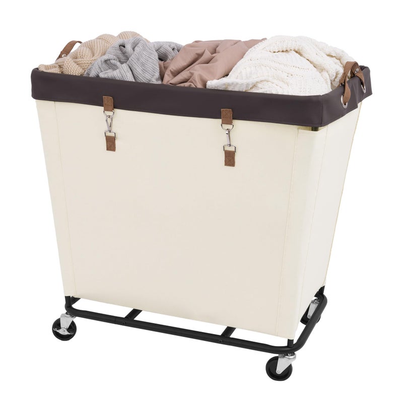 StorageWorks 320L Laundry Basket with Wheels Extra Large Rolling Hampers for Clothing Organizer Dirty Clothes Basket for Hotel Home Closet Dorm Beige