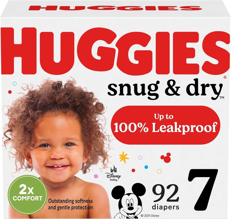 Huggies Snug & Dry Baby Diapers, Size 7 (41+ lbs), 92 Count - Leakproof and Soft - Image 1