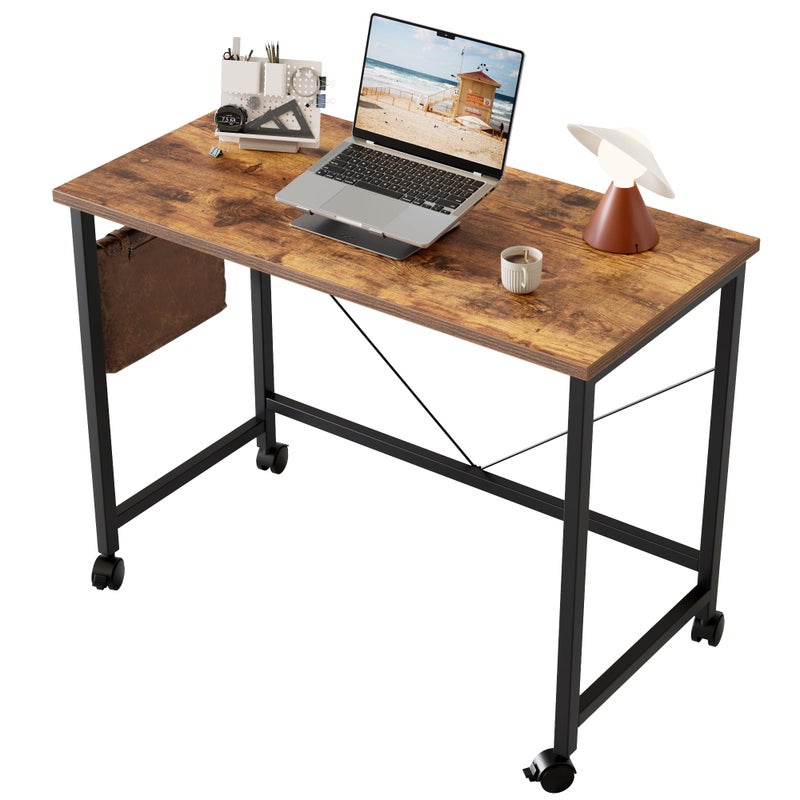 Mericonia Rolling Computer Desk with Wheels, Gaming Desk for Small Spaces, Modern Simple Style Table for Home Office, Study Writing Table - Image 1