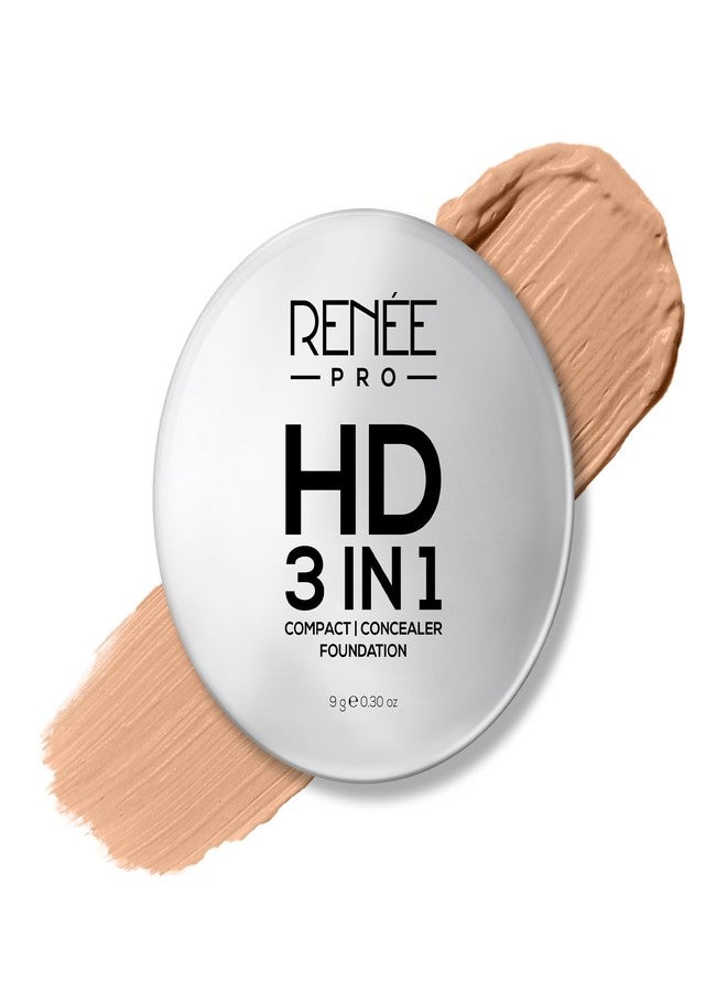 RENEE PRO HD 3 In 1 Compact,Concealer, Foundation - Terre, SPF 20, Matte Finish, High Coverage, Ultralight & Silky Smooth Finish, Enriched With Vitamin E, C & Aloe Vera - 9 Gm - Image 1