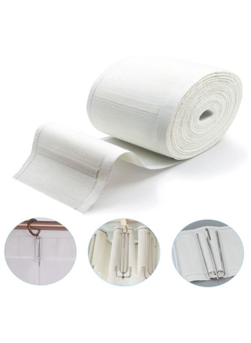 AL WADI FURNITURE AWF Al Wadi Furniture 6 Meters Extra Wide 100% Cotton Heavy Duty Curtain Pleat Tape for Vintage Style for sheer curtains, lined curtains, blackout curtains support pleats, clip rings, tabs or grommets  - Image 1