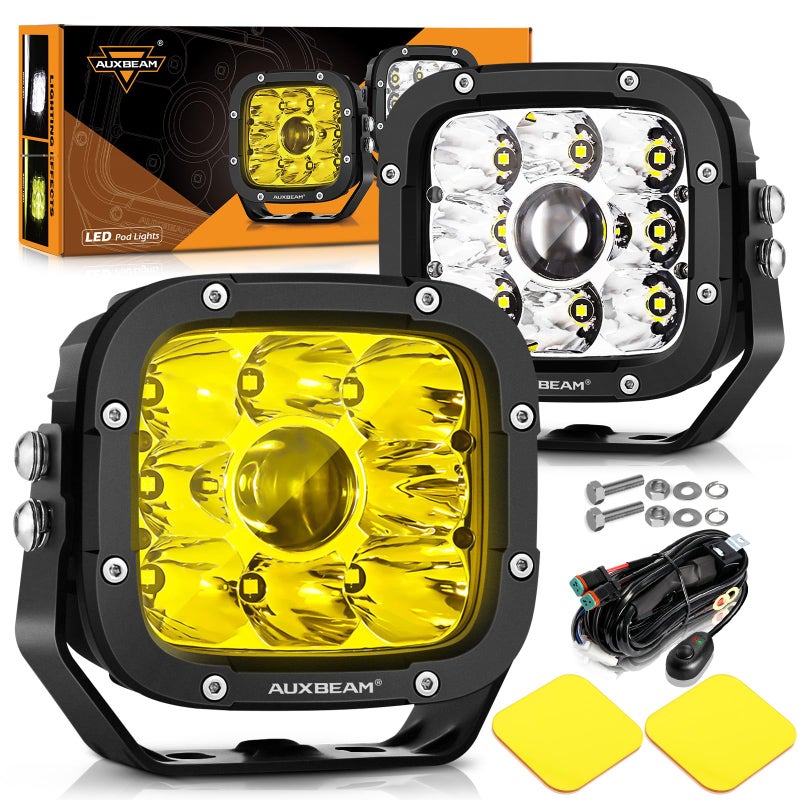 أوكسبيم 5 بوصة مصابيح LED سلسلة XPUltra للقيادة على الطرق الوعرة 110 واط كشاف مكعب ضوء برتقالي غطاء ضوء ضباب برتقالي ساطع لشاحنة جيب فورد بامبر سقف ضمان 2 سنوات