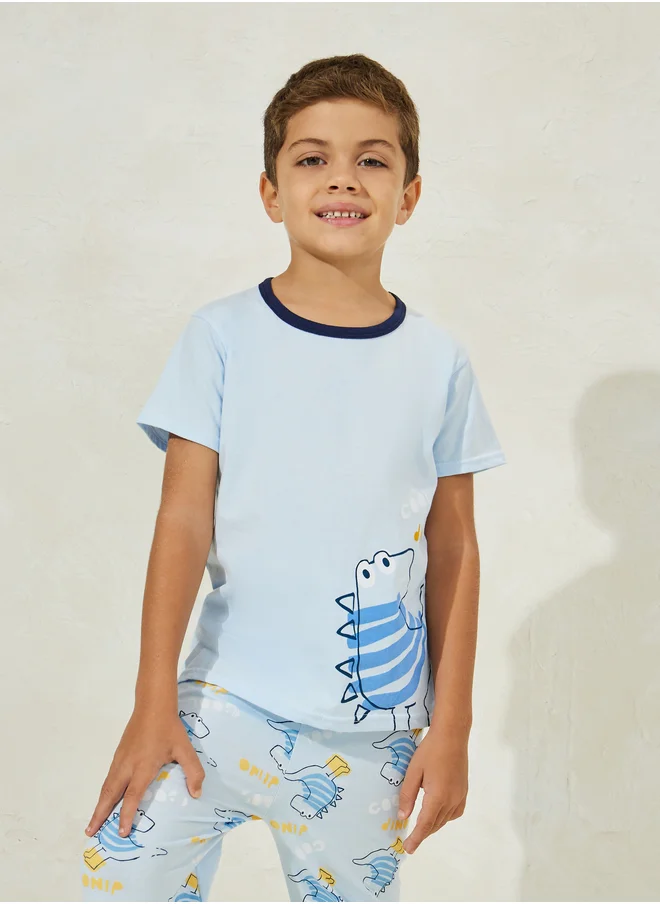 Styli Styli Dino Print T-Shirt and Pyjama Set