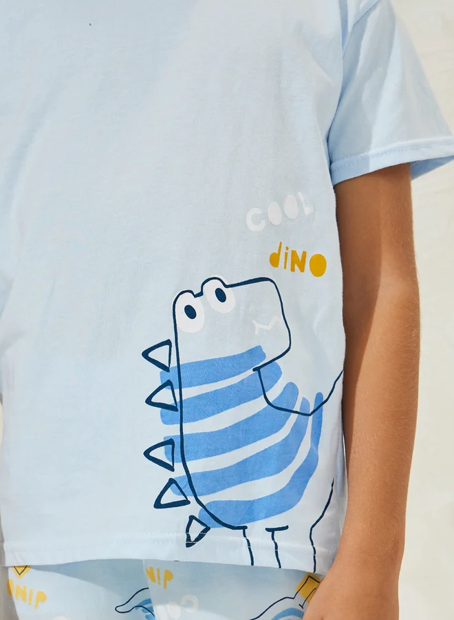 Styli Styli Dino Print T-Shirt and Pyjama Set