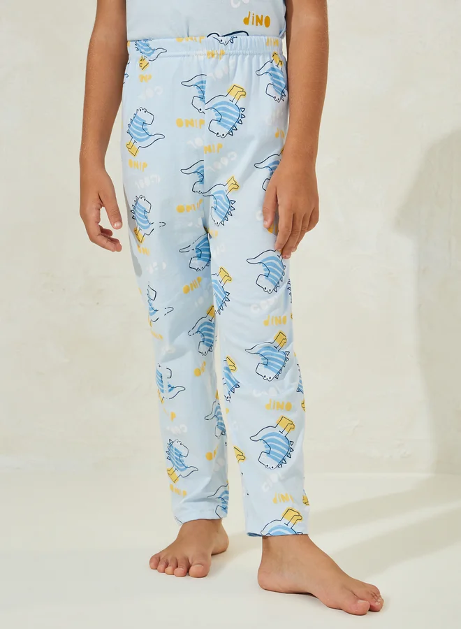 Styli Styli Dino Print T-Shirt and Pyjama Set