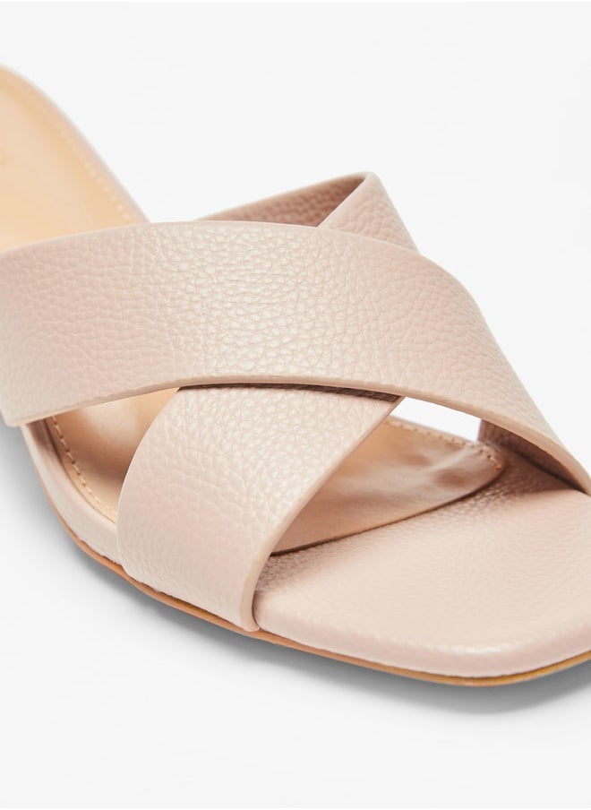 Celeste Women's Textured Cross Strap Sandals with Block Heels  - Image 4