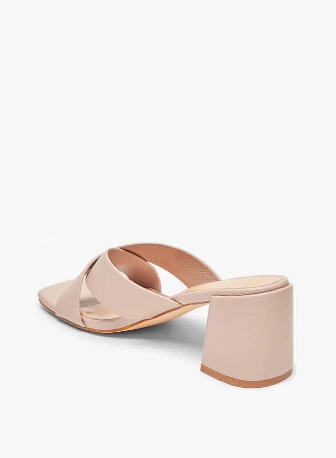 سيليست Women's Textured Cross Strap Sandals with Block Heels