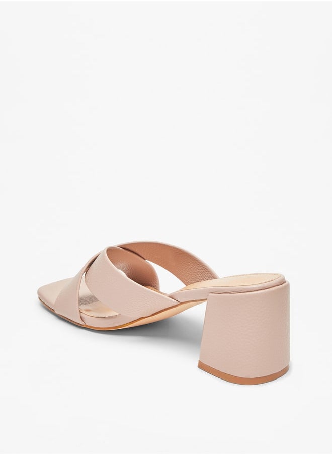 Celeste Women's Textured Cross Strap Sandals with Block Heels  - Image 3