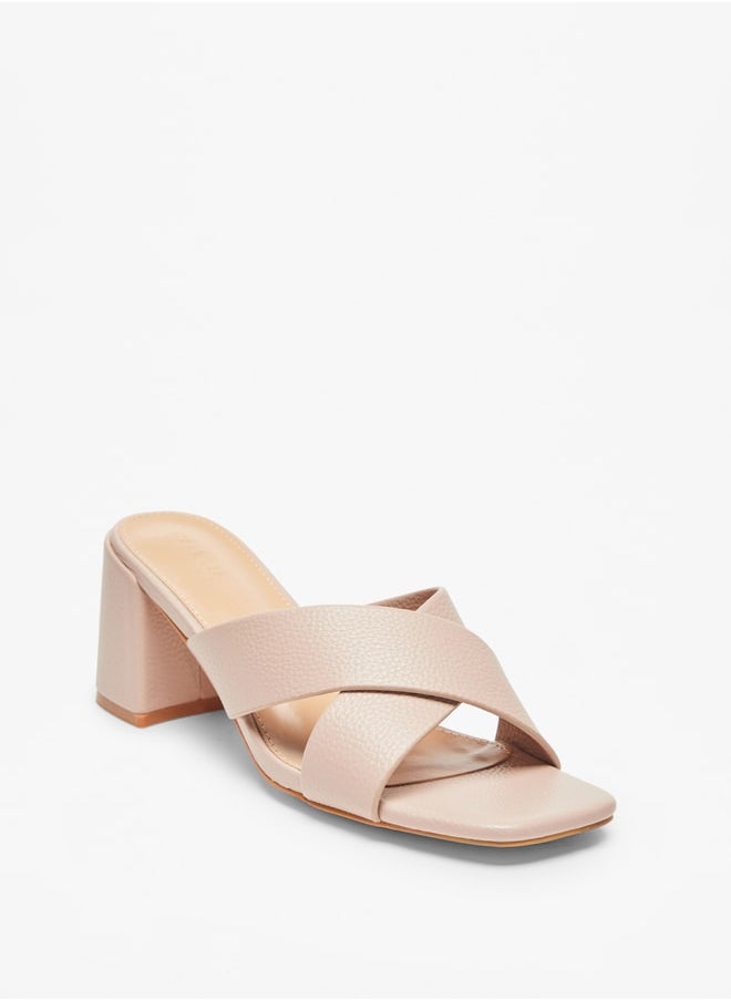 Celeste Women's Textured Cross Strap Sandals with Block Heels  - Image 1