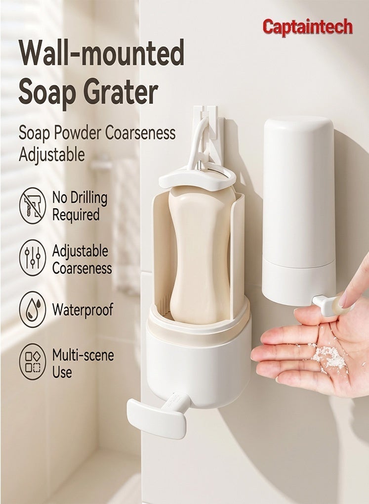 Captaintech Adjustable Soap Grater u0026 Waterproof Wall Mount Holder - Drill-Free Soap Powder Dispenser and Saver Dish for Home, Bathroom, Kitchen and Travel - Image 1
