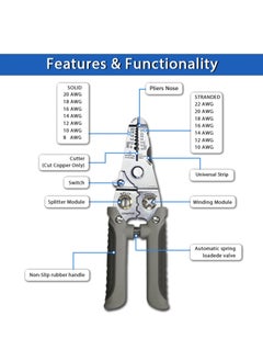 Generic Multifunctional Wire Stripper and Cutter Pliers for 8-22 AWG Wires, Cable Crimper and Splitter, Essential Tool for Electricians and DIY Enthusiasts  - Image 2