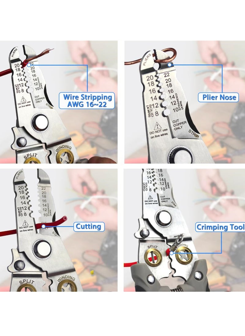 Generic - Multifunctional Wire Stripper and Cutter Pliers for 8-22 AWG Wires, Cable Crimper and Splitter, Essential Tool for Electricians and DIY Enthusiasts - Image 1