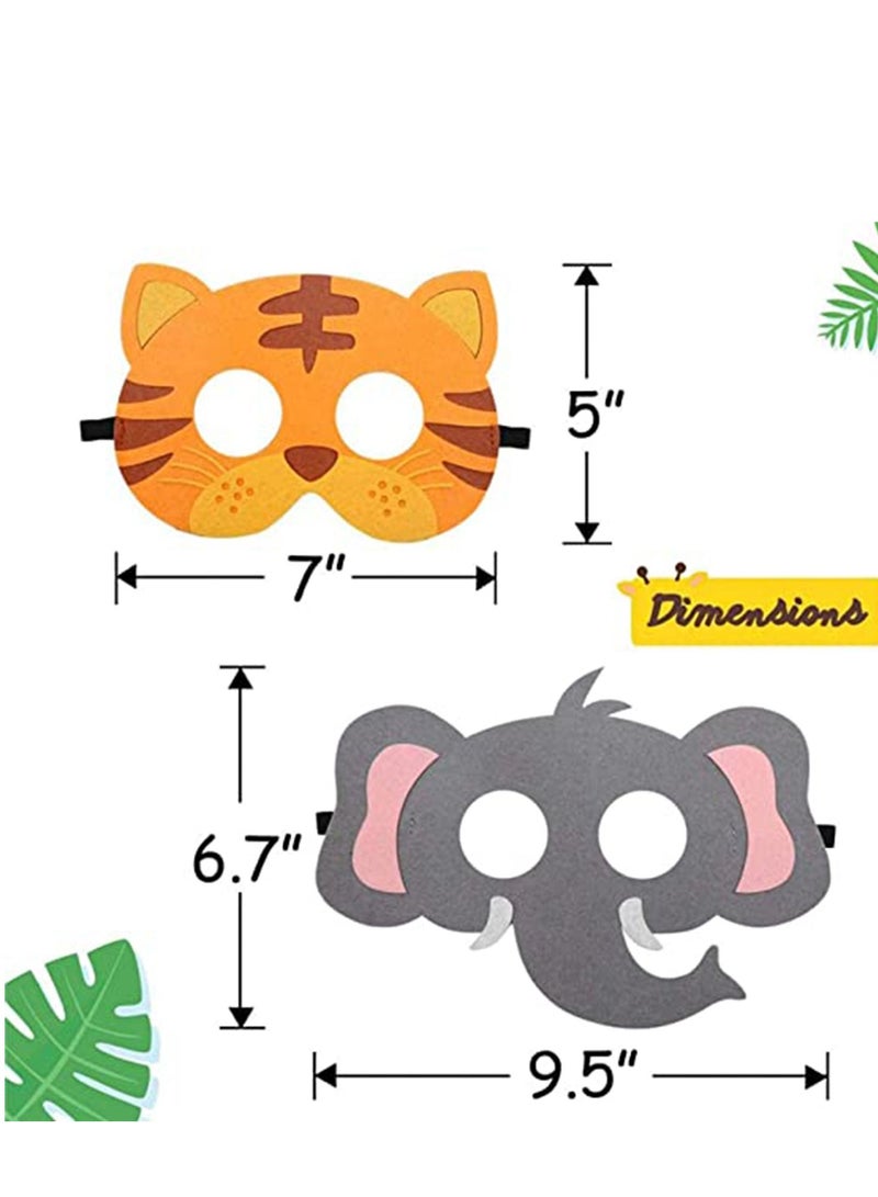 Jungle Party Decorations, Animal Felt Masks Wild Friends Theme Birthday Favors Kids Costumes Masks Dress-Up Supplies(12 Pieces) - Image 4