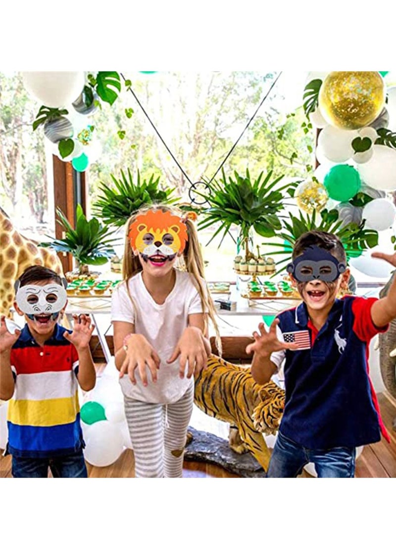 Jungle Party Decorations, Animal Felt Masks Wild Friends Theme Birthday Favors Kids Costumes Masks Dress-Up Supplies(12 Pieces) - Image 2
