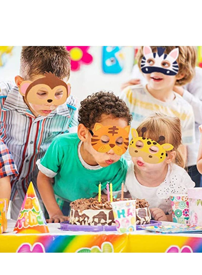 Jungle Party Decorations, Animal Felt Masks Wild Friends Theme Birthday Favors Kids Costumes Masks Dress-Up Supplies(12 Pieces) - Image 5