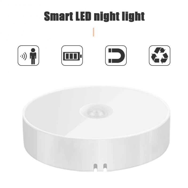 Cross-border human body induction lamp bedroom wardrobe light control bedside atmosphere lamp led cabinet usb charging creative night light white light Charging induction type (PP material) without - Image 1